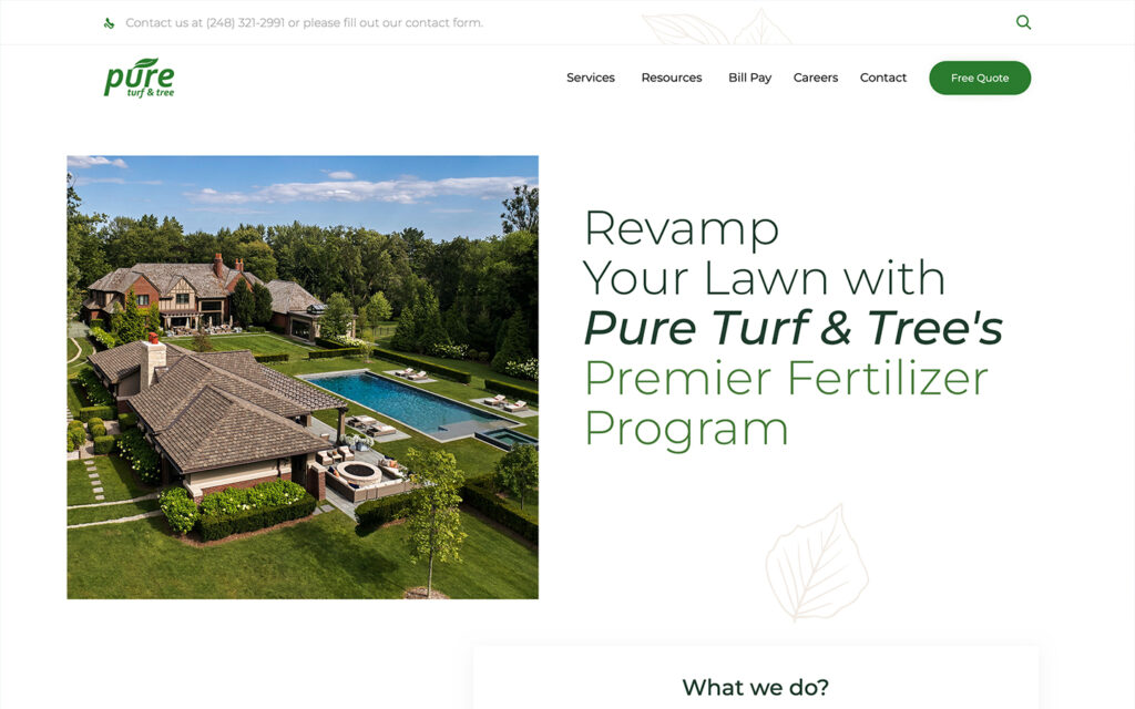 Pure Turf & Tree Landscaping Web design Launch '22!