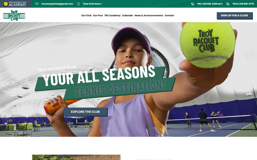 Troy Racquet Club Website Launch!