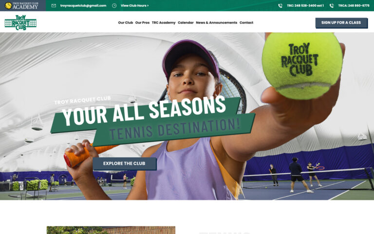 Tennis Club Website Design