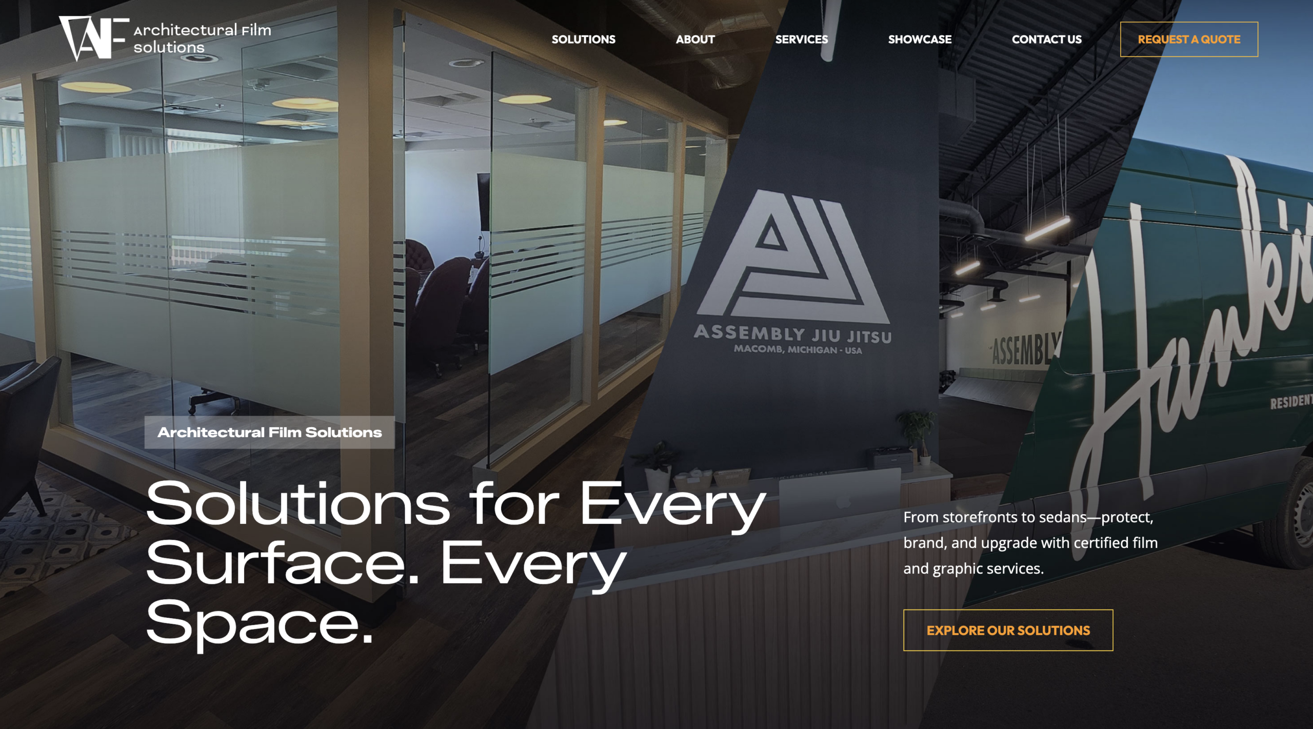 Architectural Films website screencap showcasing Commercial Interiors Website Design.