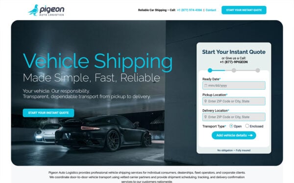 Pigeon Auto Logistics Website Launch! 1