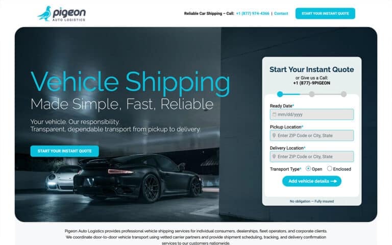 Automotive Logistics Website Design
